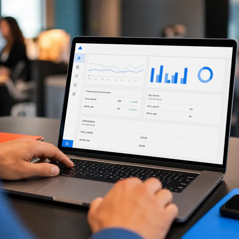 GA4 analytics event setup tracking form submissions and phone taps as conversions
