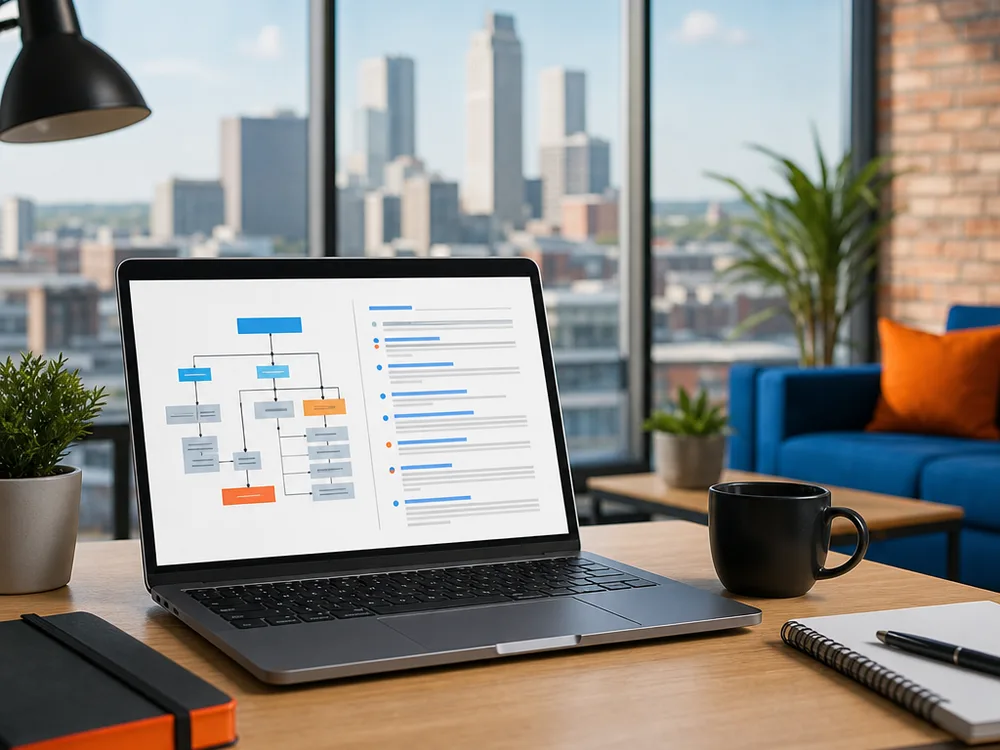 SEO workspace showing keyword-to-page mapping for a Tulsa service query